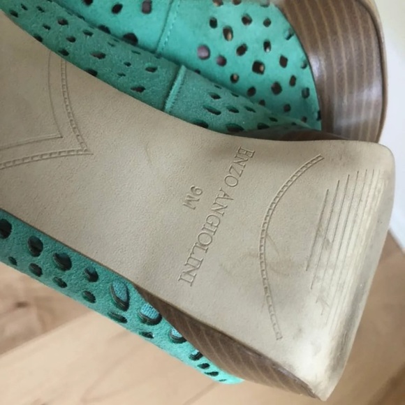 Enzo Angeliolini Turquoise Peep-Toe Heels - Picture 3 of 9